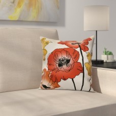 East Urban Home Poppies Floral Outdoor Throw Pillow URBR8876